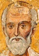 Свети Николай, архиепископ Мир Ликийски, чудотворец. Фрагмент от стара стенопис в църквата &bdquo;Свети Николай и Пантелеймон&ldquo; (Боянска църква) близо до София