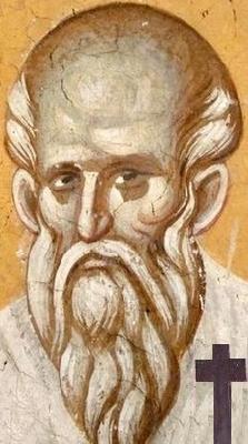 Свети преподобни Нифонт, епископ Кипърски. Стара стенопис от Косово, Сърбия