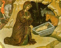 Рождество Христово. Фрагмент от стара ромейска икона. Света Гора-Атон
