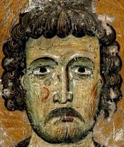 Свети Мъченик Евгений. Фрагмент от стара ромейска стенопис. Кастория, Гърция