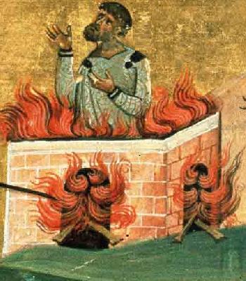 Свети мъченик Полиевкт. Фрагмент от миниатюра в стара ромейска минология. Константинопол