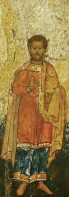 Свети мъченик Савин. Фрагмент от стара минейна икона. Русия