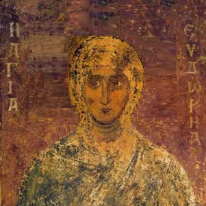 Света мъченица Евдокия (Ия). Фрагмент от стара стенопис. Киев