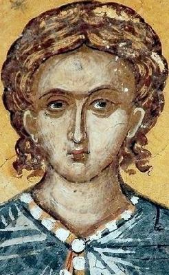 Свети мъченик Мамант Кесарийски. Фрагмент от стара стенопис. Гърция