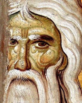 Свети Онуфрий Велики. Фрагмент от стара гръцка стенопис. Селището Карея, което е административен център на Света Гора-Атон